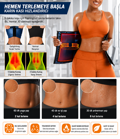 Termal Bel Korsesi – Agraflı, Terletici & Sıkılaştırıcı Fitness Kemeri