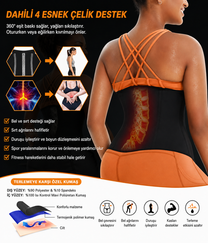Termal Bel Korsesi – Agraflı, Terletici & Sıkılaştırıcı Fitness Kemeri